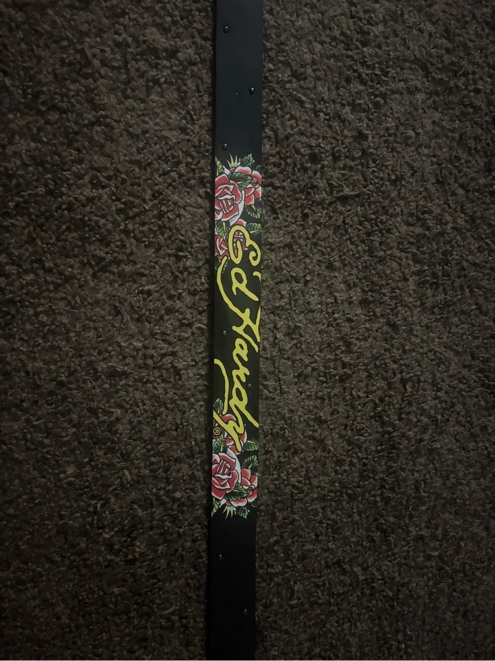 Ed Hardy Skull & Roses Graphic Belt Black Y2K Streetwear